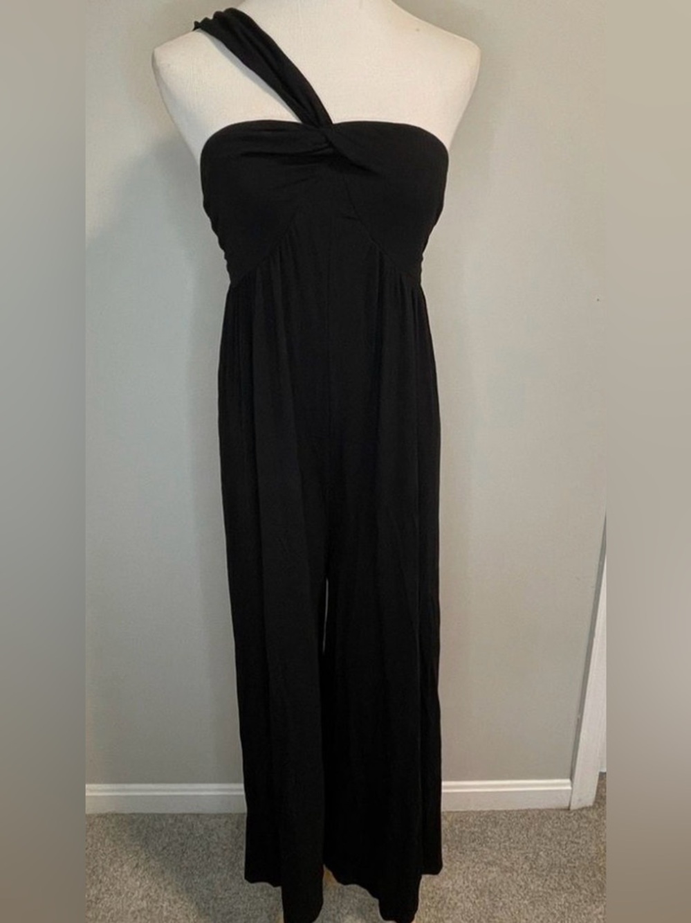 Black Strapless Wide-Leg Jumpsuit with Halter Tie - NWT